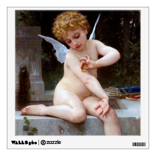 Cupid with a Butterfly, Bouguereau Wall Decal (Front)