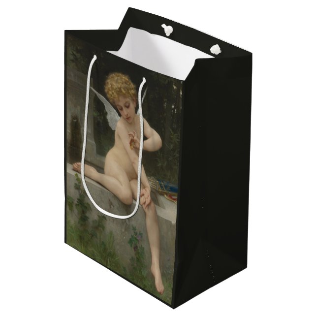 Cupid With a Butterfly (by Bouguereau) Medium Gift Bag (Front Angled)