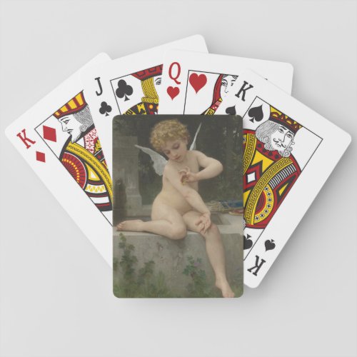Cupid With a Butterfly by Bouguereau Poker Cards