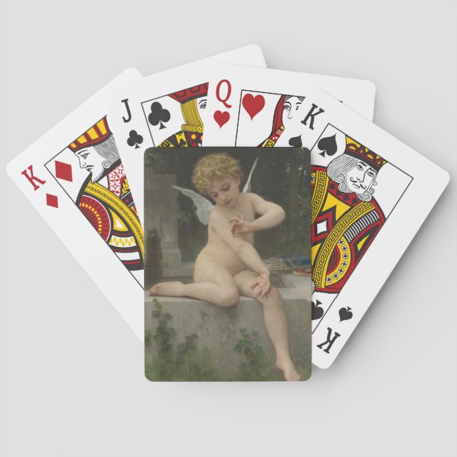Cupid With a Butterfly (by Bouguereau) Poker Cards (Back)