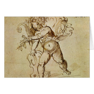 Cupid with a Violin by Domenico Campagnola Cards