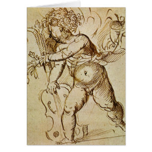 Cupid with a Violin by Domenico Campagnola Cards