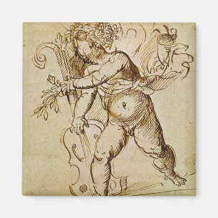 Cupid with a Violin by Domenico Campagnola Magnet