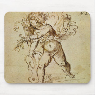 Cupid with a Violin by Domenico Campagnola Mouse Pad