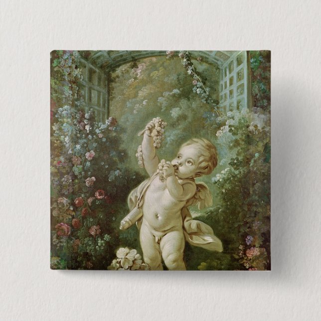 Cupid with Grapes Button (Front)