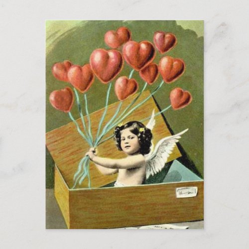 Cupid with Heart Bouquet Postcard