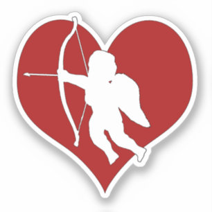 Cupid Within a Heart  Sticker