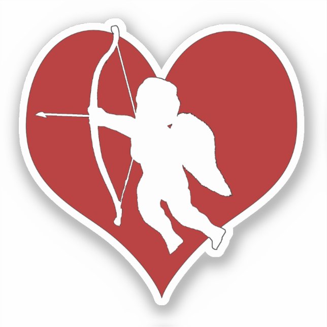 Cupid Within a Heart  Sticker (Front)