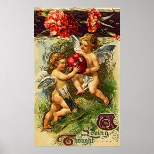 Cupids and Carnations Vintage Valentine Poster