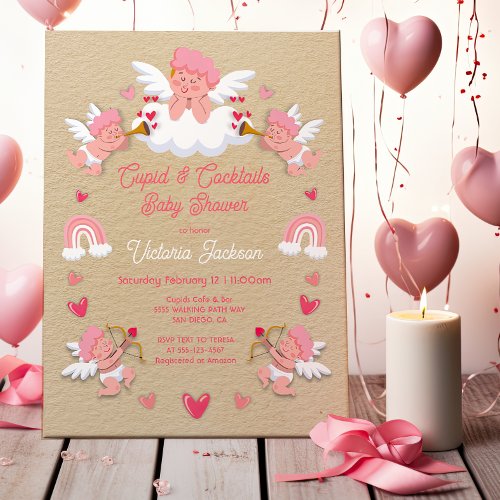 Cupids and Cocktails Valentines Day Baby Shower Invitation