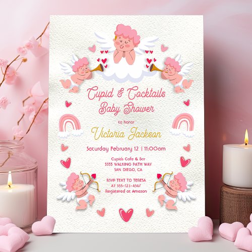 Cupids and Cocktails Valentines Day Baby Shower Invitation