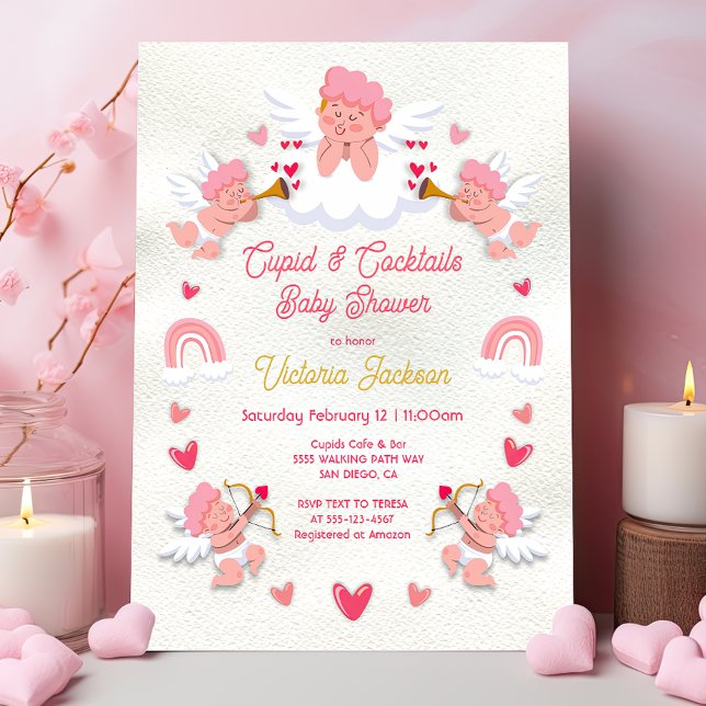 Cupids and Cocktails Valentine's Day Baby Shower Invitation (Creator Uploaded)