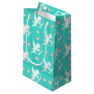 Cupids and Hearts Turquoise Small Gift Bag