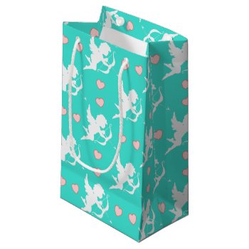 Cupids And Hearts Turquoise Small Gift Bag by DP_Holidays at Zazzle