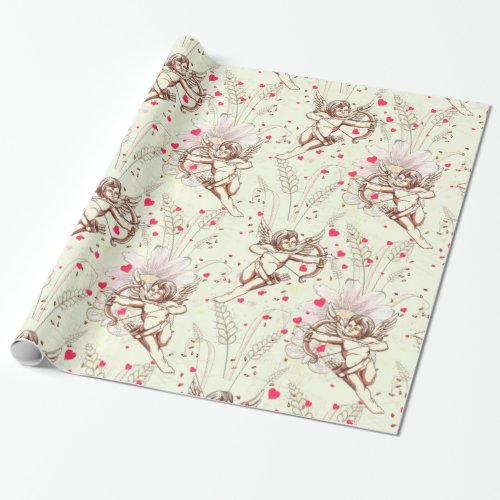 Cupids Arrow Floral Wrapping Paper