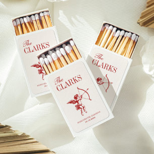 Cupid's Arrow Red Vintage Wedding Matchboxes