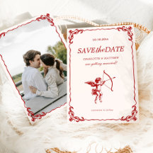 Cupid's Arrow Red Vintage Wedding Save the Date