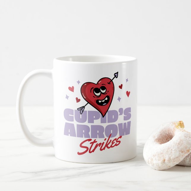 CUPID'S ARROW STRIKES COFFEE MUG (With Donut)