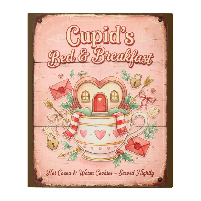 Cupid's Bed & Breakfast: Romantic Metal Wall Art  (Front)