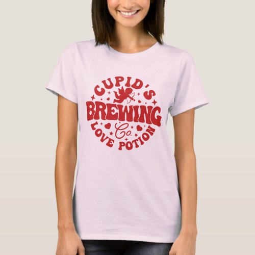 Cupids Brewing Co Cute Coffee Valentines Day T_Shirt