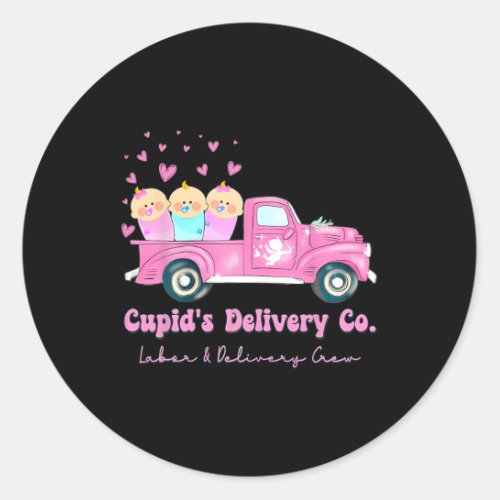 Cupids Delivery Co Fun Ld Crew Valentines Day Truc Classic Round Sticker