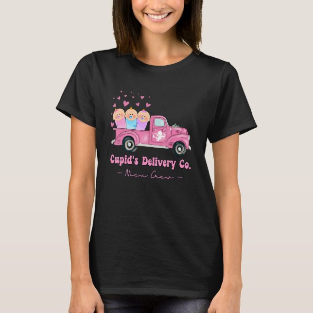 Cupid's Delivery Co Funny NICU Crew Valentines Day T-Shirt (Front)