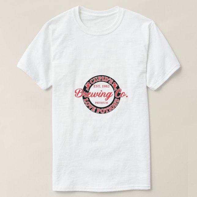 Cupids Est. 1982 Brewing Co. Premium Love Potions T-Shirt (Design Front)