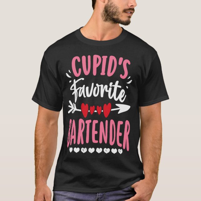 Cupid's favorite bartender Valentines Day Matching T-Shirt (Front)