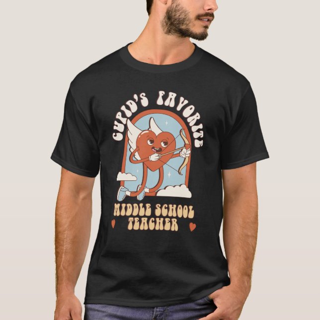 Cupid's Favorite Middle School Teacher Teacher Cut T-Shirt (Front)