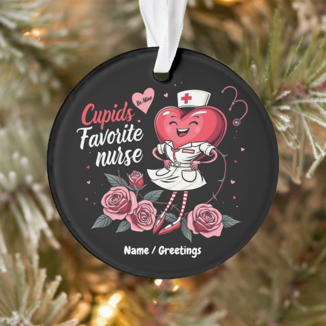 Cupid's Favorite Nurse Funny And Cute Valentine's  Ornament (Tree)
