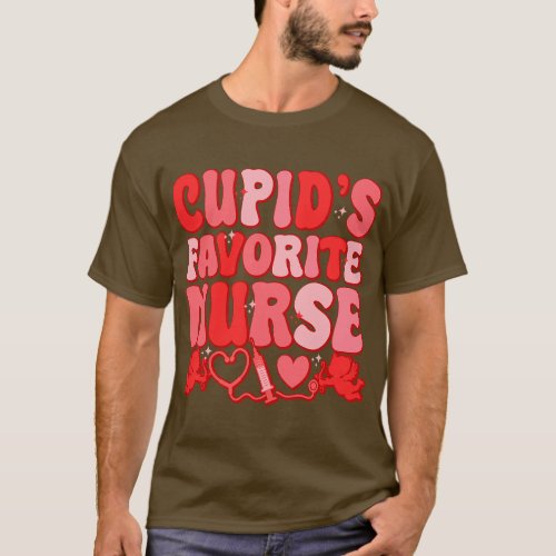 Cupids Favorite Nurse Groovy Valentines Day T_Shirt