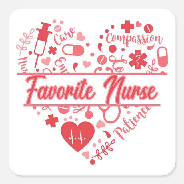  Cupids Favorite Nurse Square Sticker (Front)