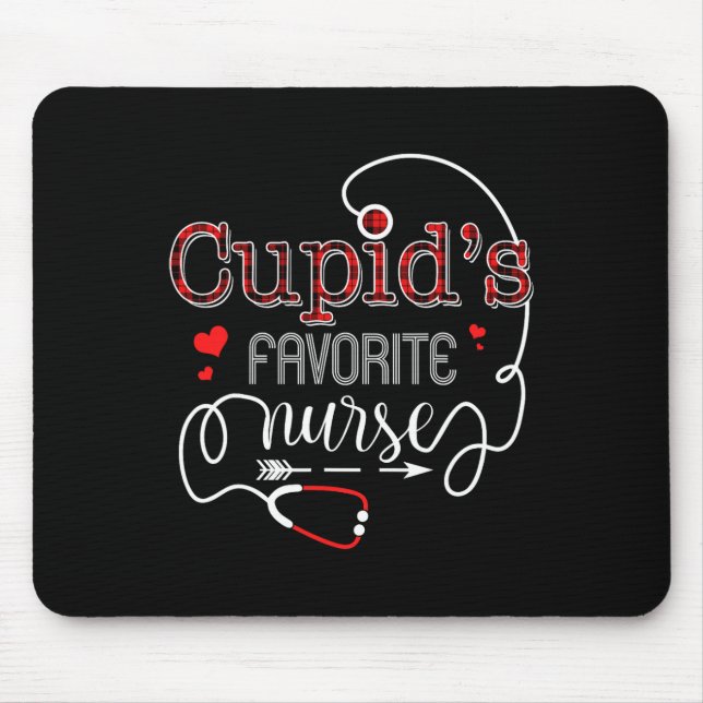 Cupid's Favorite Nurse Valentine Day Nursing Medic Mouse Pad (Front)