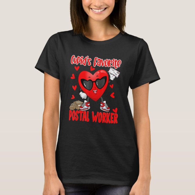 Cupid's Favorite Postal Worker Dabbing Heart Posta T-Shirt (Front)