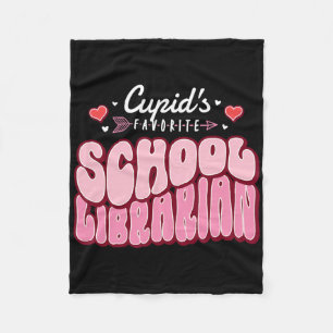 Cupid's Favorite School Librarian Valentine's Day Fleece Blanket