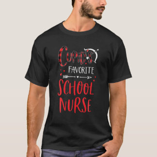 Cupid's Favorite School Nurse Red Plaid Valentine' T-Shirt