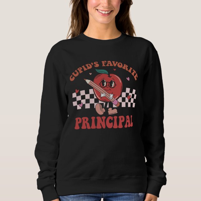 Cupids Favorite School Principal Retro Groovy Vale Sweatshirt (Front)