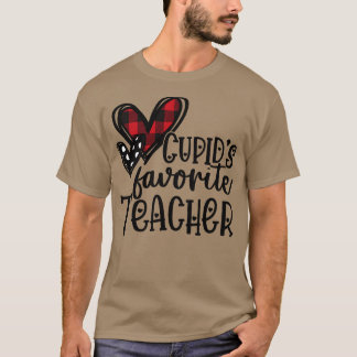 Cupids Favorite Teacher Buffalo Plaid Love Heart C T-Shirt
