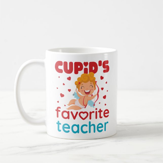 Cupid's Favorite Teacher Cute Valentine's Day Coffee Mug (Left)