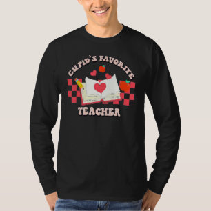 Cupid's Favorite Teacher Retro Groovy Valentines D T-Shirt