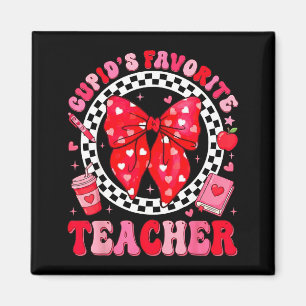 Cupids Favorite Teacher Student Coquette Bow Valen Magnet