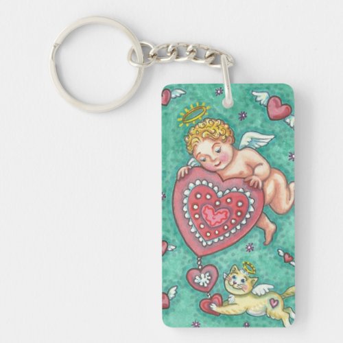 CUPIDS HEART AND KITTEN ANGEL KEYCHAIN Customize