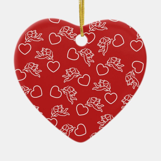 Cupids & Hearts custom color ornaments (Front)