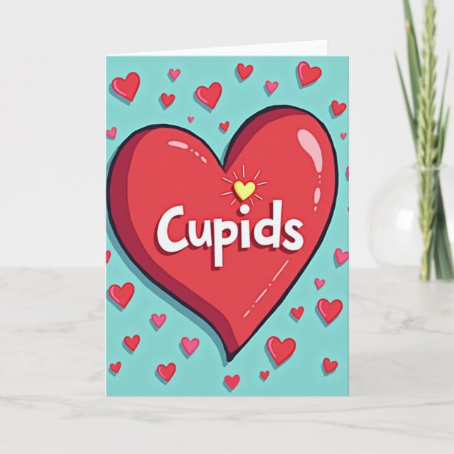 Cupids Red Heart Love Greeting Card (Front)