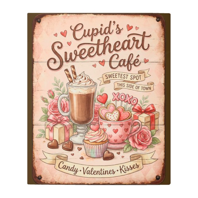 Cupid's Sweetheart Cafe: Romantic Charming  Metal Print (Front)