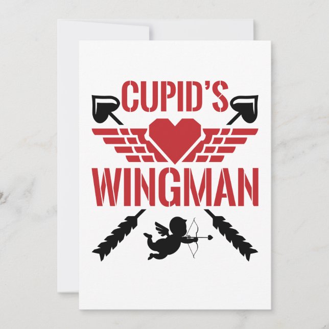 Cupid's Wingman Cute Valentine's Day Holiday Card (Front)