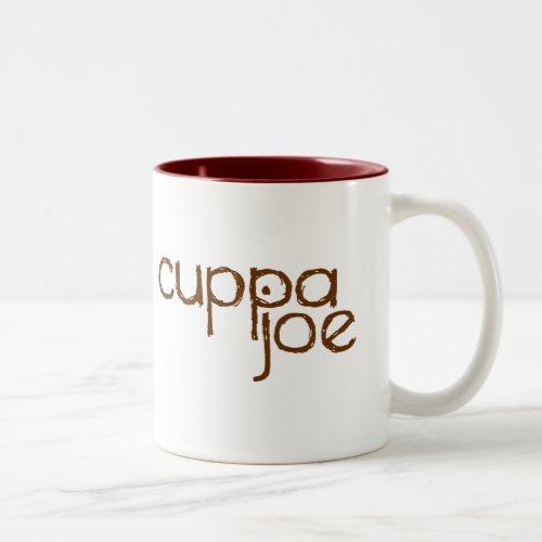 cuppa joe logo in brown _ Two_Tone coffee mug