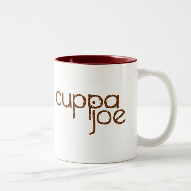 cuppa joe logo in brown - Two-Tone coffee mug (Right)