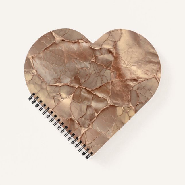 Cupper-Rose Cracked, Metallic Textures Notebook (Front)
