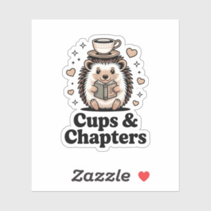 Cups & Chapters — Cozy Caramel Hedgehog Sticker